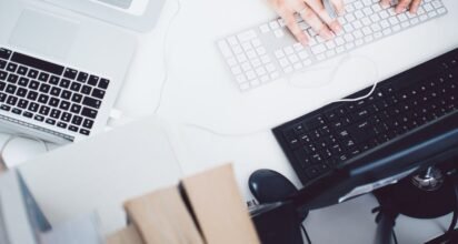 registering vacancy on laptop