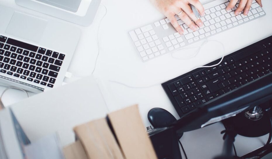 registering vacancy on laptop